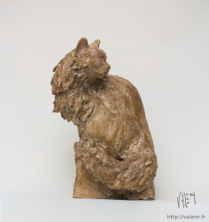 Chat perch&eacute; -Terre cuite - 44 x 29 x 27 cm