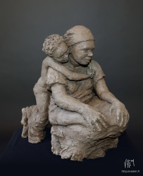 Tendresse - terre cuite - 58 x 55 x 38 cm